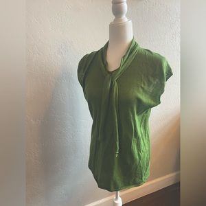Green Prada Knit Tie Neck Top